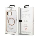 Carcasa Guess Gold Metal Outline cu MagSafe compatibila cu iPhone 13 / 14 / 15, Transparent 9 - lerato.ro