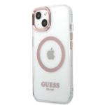 Carcasa Guess Pink Metal Outline cu MagSafe compatibila cu iPhone 13 / 14 / 15, Transparent 3 - lerato.ro