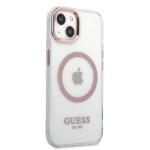 Carcasa Guess Pink Metal Outline cu MagSafe compatibila cu iPhone 13 / 14 / 15, Transparent 5 - lerato.ro