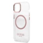 Carcasa Guess Pink Metal Outline cu MagSafe compatibila cu iPhone 13 / 14 / 15, Transparent 6 - lerato.ro