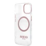Carcasa Guess Pink Metal Outline cu MagSafe compatibila cu iPhone 13 / 14 / 15, Transparent 7 - lerato.ro