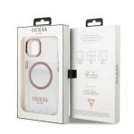 Carcasa Guess Pink Metal Outline cu MagSafe compatibila cu iPhone 13 / 14 / 15, Transparent 8 - lerato.ro