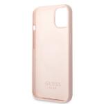 Carcasa Guess Silicone Logo Plate cu MagSafe compatibila cu iPhone 13 Mini, Roz 8 - lerato.ro