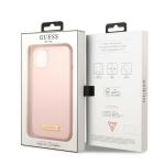 Carcasa Guess Silicone Logo Plate cu MagSafe compatibila cu iPhone 13 Mini, Roz 9 - lerato.ro