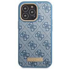 Carcasa Guess 4G Logo Plate cu MagSafe compatibila cu iPhone 14 Pro, Albastru