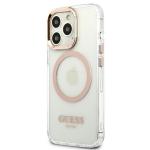 Carcasa Guess Gold Metal Outline cu MagSafe compatibila cu iPhone 13 Pro Max, Transparent 3 - lerato.ro