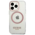Carcasa Guess Pink Metal Outline cu MagSafe compatibila cu iPhone 13 Pro Max, Transparent 2 - lerato.ro