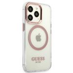 Carcasa Guess Pink Metal Outline cu MagSafe compatibila cu iPhone 13 Pro Max, Transparent 5 - lerato.ro