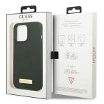 Carcasa Guess Silicon Logo Plate cu MagSafe compatibila cu iPhone 13 Pro Max, Verde 9 - lerato.ro