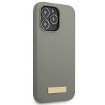 Carcasa Guess Silicone Logo Plate cu MagSafe compatibila cu iPhone 13 Pro Max, Gri 5 - lerato.ro