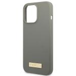 Carcasa Guess Silicone Logo Plate cu MagSafe compatibila cu iPhone 13 Pro Max, Gri 7 - lerato.ro
