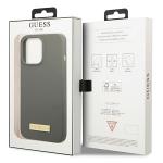 Carcasa Guess Silicone Logo Plate cu MagSafe compatibila cu iPhone 13 Pro Max, Gri 9 - lerato.ro