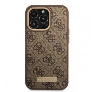 Carcasa Guess 4G Logo Plate cu MagSafe compatibila cu iPhone 13 Pro Max, Maro