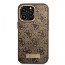 Carcasa Guess 4G Logo Plate cu MagSafe compatibila cu iPhone 13 Pro Max, Maro