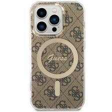 Carcasa Guess 4G cu MagSafe compatibila cu iPhone 14 Pro, Maro