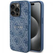 Carcasa Guess 4G Collection Leather Metal Logo cu MagSafe compatibila cu iPhone 14 Pro, Albastru