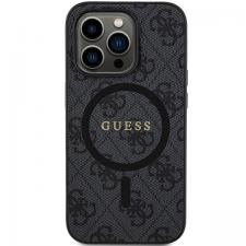 Carcasa Guess 4G Collection Leather Metal Logo cu MagSafe compatibila cu iPhone 14 Pro, Negru