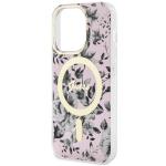 Carcasa Guess Flower cu MagSafe compatibila cu iPhone 14 Pro, Roz 7 - lerato.ro
