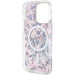 Carcasa Guess Flower cu MagSafe compatibila cu iPhone 14 Pro, Roz 8 - lerato.ro