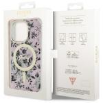 Carcasa Guess Flower cu MagSafe compatibila cu iPhone 14 Pro, Roz 9 - lerato.ro