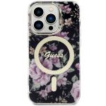 Carcasa Guess Flower cu MagSafe compatibila cu iPhone 14 Pro, Negru 2 - lerato.ro