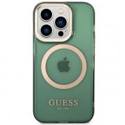 Carcasa Guess Gold Outline Translucent cu MagSafe compatibila cu iPhone 14 Pro, Verde