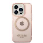 Carcasa Guess Gold Outline Translucent cu MagSafe compatibila cu iPhone 14 Pro, Roz 2 - lerato.ro