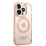 Carcasa Guess Gold Outline Translucent cu MagSafe compatibila cu iPhone 14 Pro, Roz 5 - lerato.ro