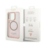 Carcasa Guess Gold Outline Translucent cu MagSafe compatibila cu iPhone 14 Pro, Roz 9 - lerato.ro