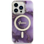 Carcasa Guess Golden Marble cu MagSafe compatibila cu iPhone 14 Pro, Mov 2 - lerato.ro