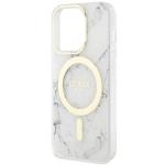 Carcasa Guess Golden Marble cu MagSafe compatibila cu iPhone 14 Pro, Alb 7 - lerato.ro