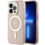Carcasa Guess Glitter Gold cu MagSafe compatibila cu iPhone 14 Pro, Roz 4 - lerato.ro