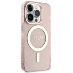 Carcasa Guess Glitter Gold cu MagSafe compatibila cu iPhone 14 Pro, Roz 5 - lerato.ro
