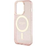 Carcasa Guess Glitter Gold cu MagSafe compatibila cu iPhone 14 Pro, Roz 7 - lerato.ro