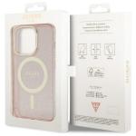 Carcasa Guess Glitter Gold cu MagSafe compatibila cu iPhone 14 Pro, Roz 9 - lerato.ro