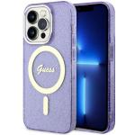 Carcasa Guess Glitter Gold cu MagSafe compatibila cu iPhone 14 Pro, Mov 4 - lerato.ro