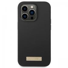 Carcasa Guess Silicone Logo Plate cu MagSafe compatibila cu iPhone 14 Pro, Negru
