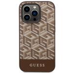 Carcasa Guess GCube Stripes cu MagSafe compatibila cu iPhone 14 Pro, Maro 2 - lerato.ro