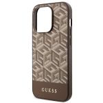 Carcasa Guess GCube Stripes cu MagSafe compatibila cu iPhone 14 Pro, Maro 7 - lerato.ro