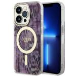 Carcasa Guess Leopard cu MagSafe compatibila cu iPhone 14 Pro, Roz 4 - lerato.ro
