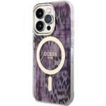 Carcasa Guess Leopard cu MagSafe compatibila cu iPhone 14 Pro, Roz 3 - lerato.ro