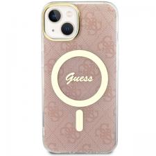 Carcasa Guess 4G cu MagSafe compatibila cu iPhone 14 Plus / 15 Plus, Roz