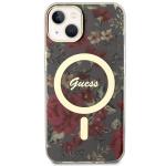 Carcasa Guess Flower cu MagSafe compatibila cu iPhone 14 Plus / 15 Plus, Verde 2 - lerato.ro