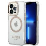 Carcasa Guess Gold Metal Outline cu MagSafe compatibila cu iPhone 14 Pro, Transparent 4 - lerato.ro