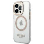 Carcasa Guess Gold Metal Outline cu MagSafe compatibila cu iPhone 14 Pro, Transparent 3 - lerato.ro