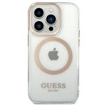 Carcasa Guess Gold Metal Outline cu MagSafe compatibila cu iPhone 14 Pro, Transparent 2 - lerato.ro