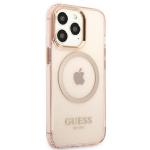Carcasa Guess Gold Outline Translucent cu MagSafe compatibila cu iPhone 13 Pro Max, Roz 5 - lerato.ro
