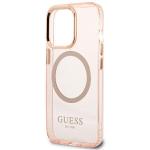 Carcasa Guess Gold Outline Translucent cu MagSafe compatibila cu iPhone 13 Pro Max, Roz 7 - lerato.ro