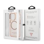 Carcasa Guess Gold Outline Translucent cu MagSafe compatibila cu iPhone 13 Pro Max, Roz 9 - lerato.ro