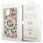 Carcasa Guess Flower cu MagSafe compatibila cu iPhone 14 Plus / 15 Plus, Roz 9 - lerato.ro